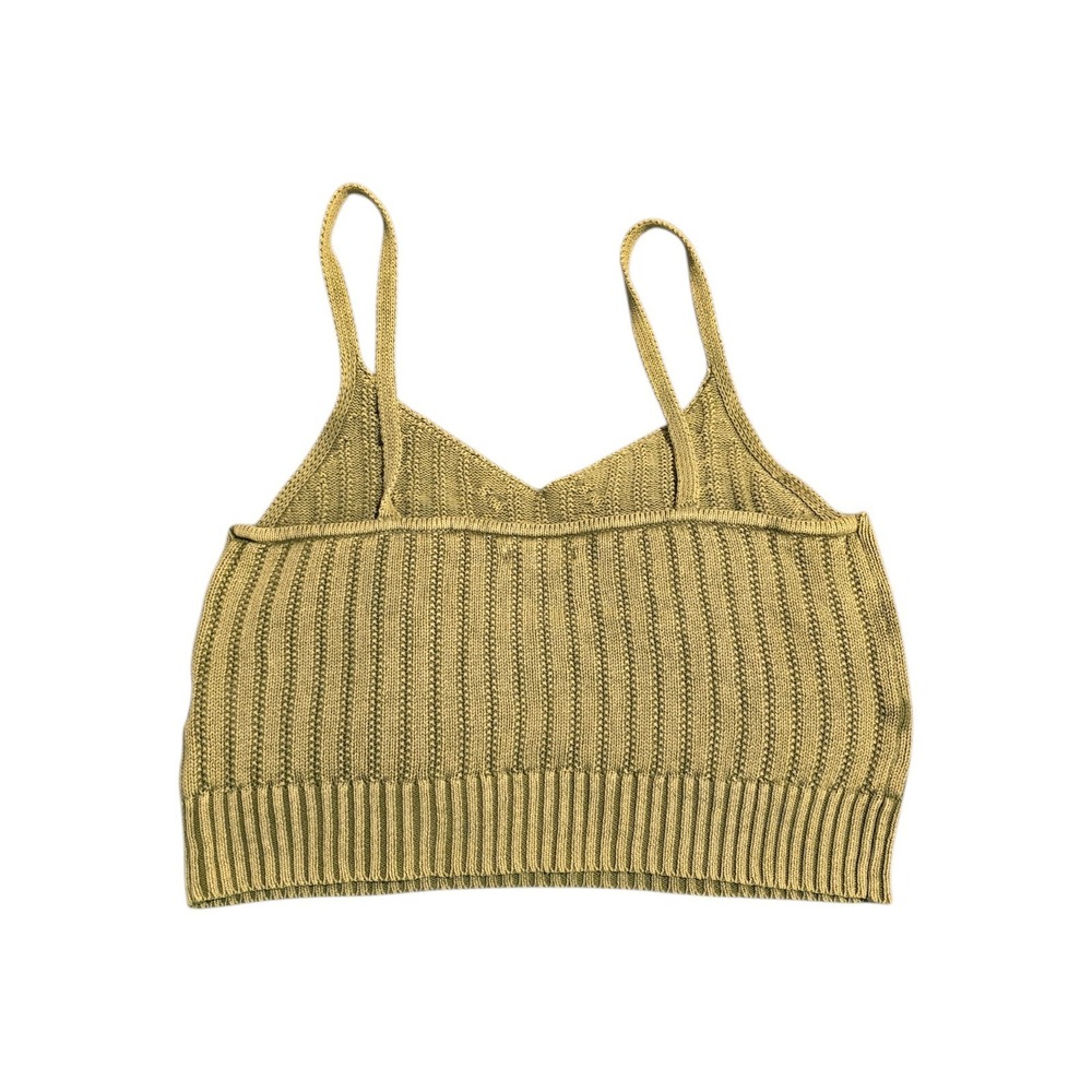 American Eagle Olive Green Cable Knit Cropped Sweater Cami Tank Top‎ Size L - Picture 3 of 7